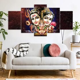 Shiv Parboti Hindu Religious Canvas Prints 3MM Board & Mat Lamination