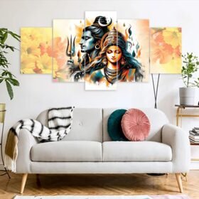 Shiv Parboti Hindu Religious Canvas Prints 3MM Board & Mat Lamination