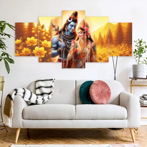 Shiv Parboti Hindu Religious Canvas Prints 3MM Board & Mat Lamination