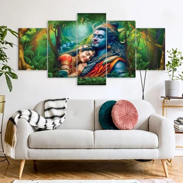 Shiv Parboti Hindu Religious Canvas Prints 3MM Board & Mat Lamination