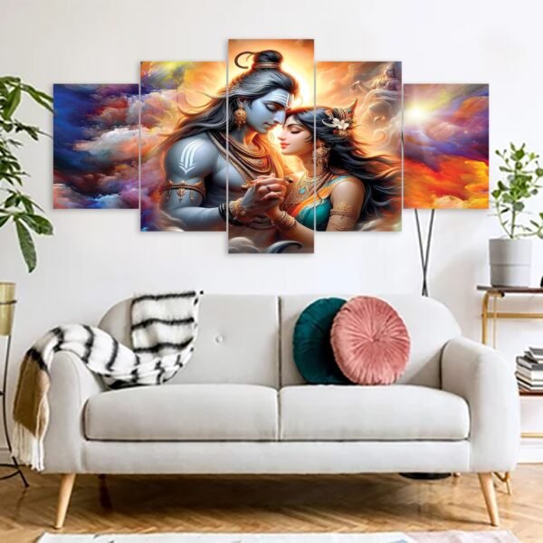 Shiv Parboti Hindu Religious Canvas Prints 3MM Board & Mat Lamination