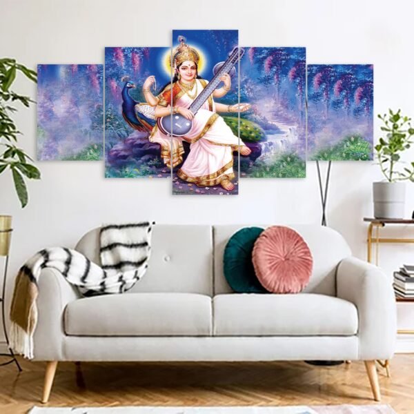 Saraswati Hindu Religious Canvas Prints 3MM Board & Mat Lamination