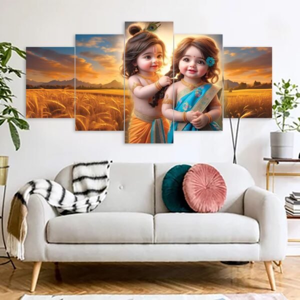 Radha Krishna Hindu Religious Canvas Prints 3MM Board & Mat Lamination