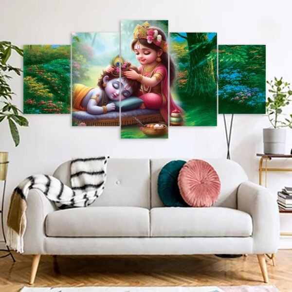 Radha Krishna Hindu Religious Canvas Prints 3MM Board & Mat Lamination