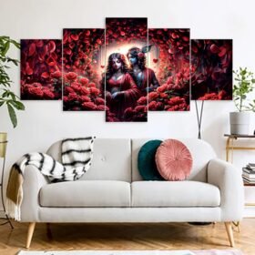 Radha Krishna Hindu Religious Canvas Prints 3MM Board & Mat Lamination