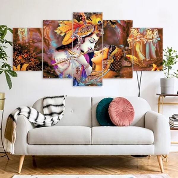 Radha Krishna Hindu Religious Canvas Prints 3MM Board & Mat Lamination