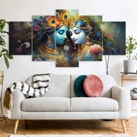 Radha Krishna Hindu Religious Canvas Prints 3MM Board & Mat Lamination