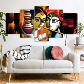 Radha Krishna Hindu Religious Canvas Prints 3MM Board & Mat Lamination