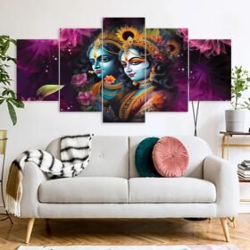 Radha Krishna Hindu Religious Canvas Prints 3MM Board & Mat Lamination