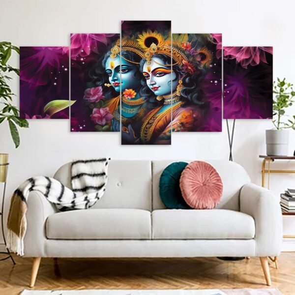 Radha Krishna Hindu Religious Canvas Prints 3MM Board & Mat Lamination
