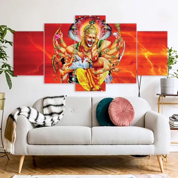 Nrishingha Hindu Religious Canvas Prints 3MM Board & Mat Lamination