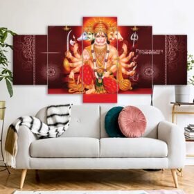 Hanuman Hindu Religious Canvas Prints 3MM Board & Mat Lamination