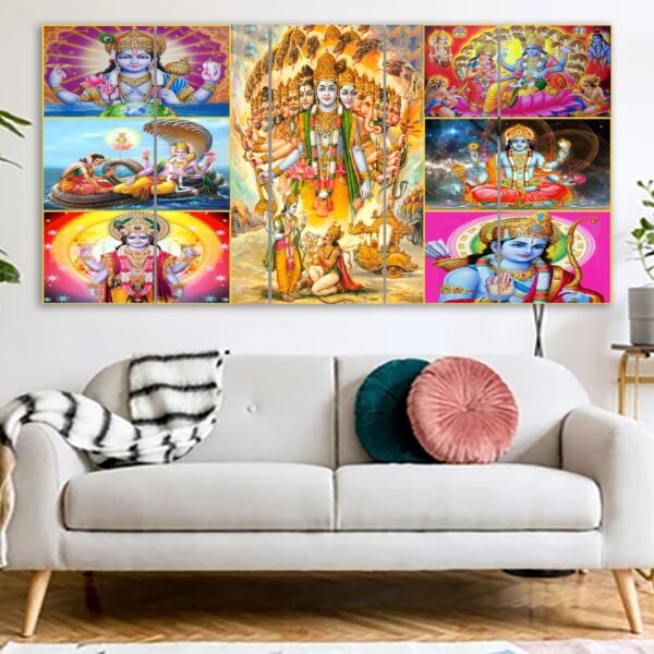 Sree Krishna Bishwarup Canvas Print With 3D Lemination & 5MM Board