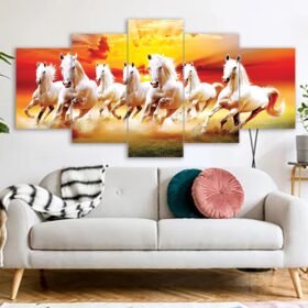 Beautiful Seven Horse Canvas Print In Shopnokoli